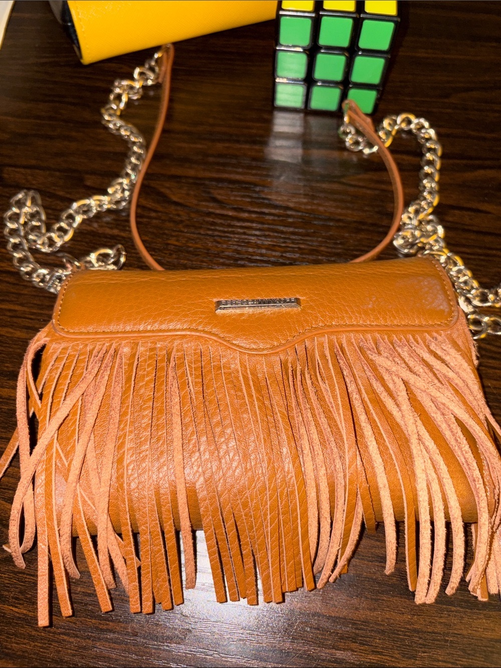 Rebecca Minkoff Fringe Crossbody Bag in Cognac Brown